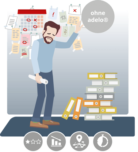 Disponent arbeitet noch mit Stift und Zettel, ohne adelo Disponent arbeitet noch mit Stift und Zettel, ohne adelo